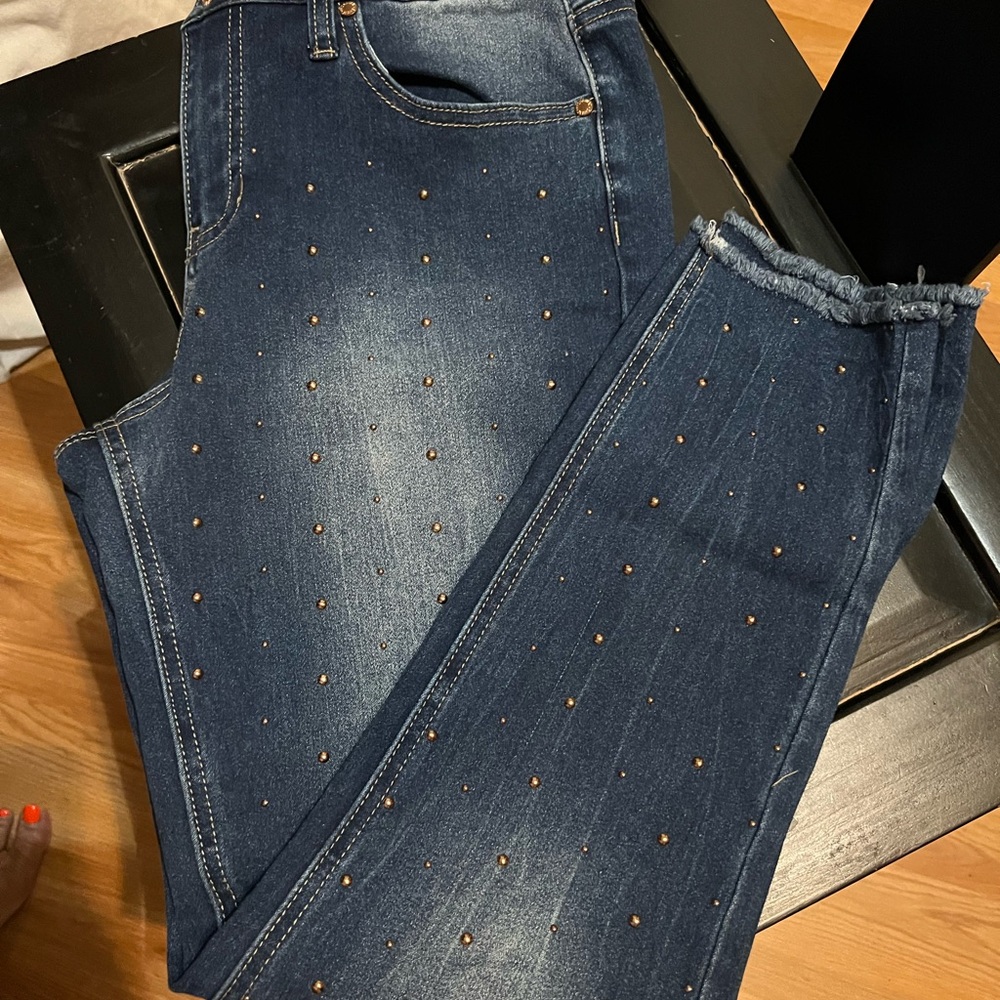 Hydraulic Dark Blue Studded Skinny Jeans